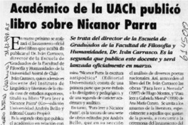 Académico de la UACh publicó libro sobre Nicanor Parra  [artículo]