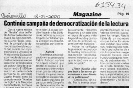 Continúa campaña de democratización de la lectura  [artículo]