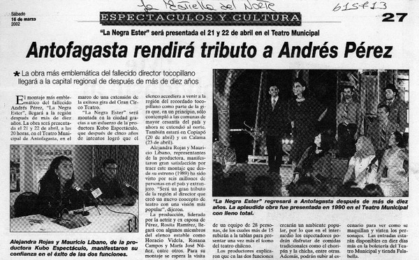 Antofagasta rendirá tributo a Andrés Pérez  [artículo]