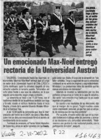 Un emocionado Max-Neef entregó rectoría de la Universidad Austral  [artículo]