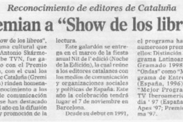 Premian a "Show de los libros"  [artículo]