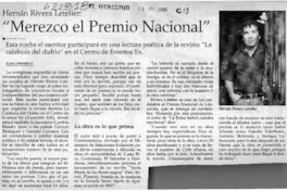 "Merezco el Premio Nacional" "Merezco el Premio Nacional"
