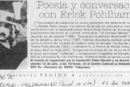 Poesía y conversación con Erick Pohlhammer