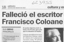 Falleció el escritor Francisco Coloane Falleció el escritor Francisco Coloane