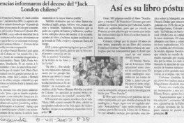 Agencias informaron del deceso del "Jack London chileno"