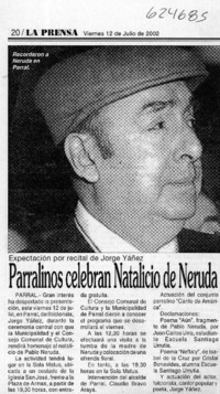 Parralinos celebran natalicio de Neruda