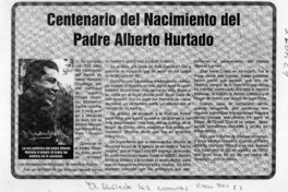 Centenario del nacimiento del Padre Alberto Hurtado Centenario del nacimiento del Padre Alberto Hurtado