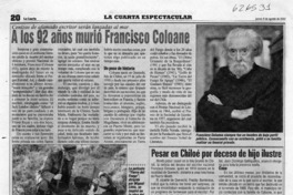 A los 92 años murió Francisco Coloane  [artículo]