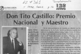 Don Tito Castillo, Premio Nacional y maestro