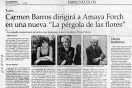 Carmen Barros dirigirá a Amaya Forch en una nueva "La pérgola de las flores"  [artículo] Verónica San Juan
