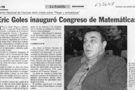 Eric Goles inauguró Congreso de Matemáticas  [artículo]