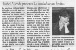 Isabel Allende presenta La ciudad de las bestias Isabel Allende presenta La ciudad de las bestias