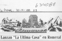 Lanzan "La última casa" en Romeral  [artículo]
