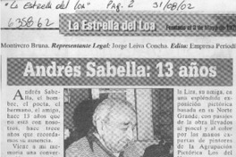 Andrés Sabella, 13 años  [artículo] María Canihuante Vergara
