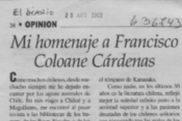 Mi homenaje a Francisco Coloane Cárdenas Mi homenaje a Francisco Coloane Cárdenas