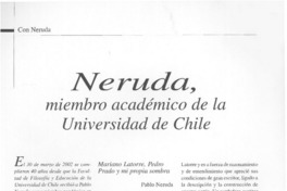 Neruda, miembro académico de la Universidad de Chile  [artículo]