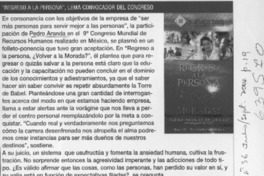 "Regreso a la persona", lema convocador del Congreso  [artículo]
