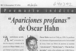 Apariciones profanas de Óscar Hahn Apariciones profanas de Óscar Hahn