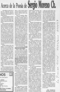 Acerca de la poesía de Sergio Moreno Ch.  [artículo]
