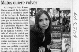 Matus quiere volver  [artículo]