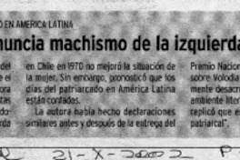 Isabel Allende denuncia machismo de la izquierda  [artículo]