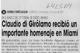 Claudio Di Girolamo recibió un importante homenaje en Miami  [artículo]