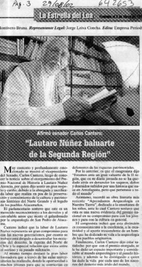"Lautaro Núñez baluarte de la segunda región"  [artículo]