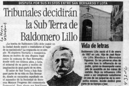 Tribunales decidirán la Sub Terra de Baldomero Lillo  [artículo]