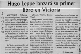 Hugo Leppe lanzará su primer libro en Victoria  [artículo]