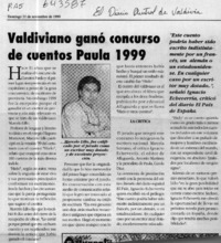 Valdiviano ganó concurso de cuentos Paula 1999  [artículo]