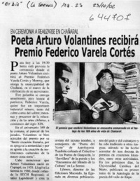 Poeta Arturo Volantines recibirá Premio Federico Varela Cortés  [artículo]