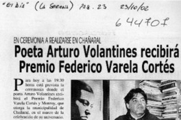 Poeta Arturo Volantines recibirá Premio Federico Varela Cortés  [artículo]