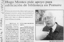 Hugo Montes pide apoyo para edificación de biblioteca en Pomaire Hugo Montes pide apoyo para edificación de biblioteca en Pomaire
