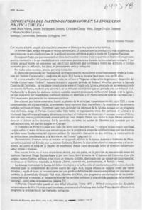 Importancia del Partido Conservador en la evolución política chilena  [artículo] Sergio Romero Pizarro