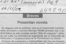 Presentan novela  [artículo]