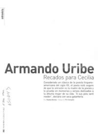 Armando Uribe, recados para Cecilia  [artículo] Claudia Donoso