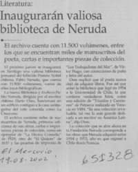 Inaugurarán valiosa biblioteca de Neruda  [artículo]