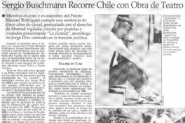 Sergio Buschmann recorre Chile con obra de teatro  [artículo]