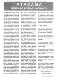 Atacama tierra de poetas anónimos  [artículo]