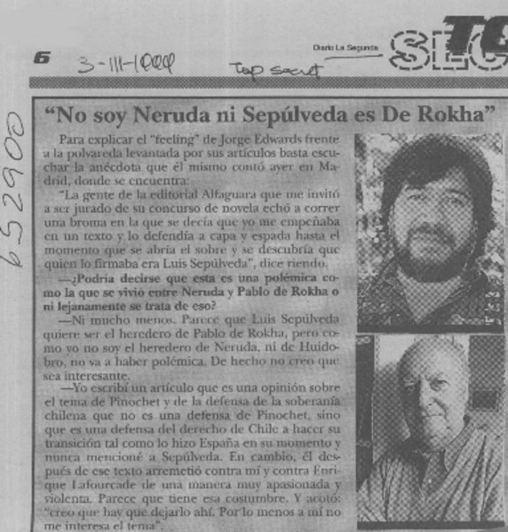 "No soy Neruda ni Sepúlveda es De Rokha"  [artículo]