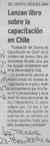 Lanzan libro sobre la capacitación en Chile  [artículo]