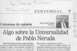 Algo sobre la Universalidad de Pablo Neruda  [artículo] Luis Godoy Gómez