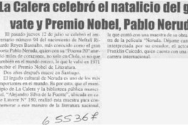 La Calera celebró el natalicio del gran vate y Premio Nobel, Pablo Neruda  [artículo]