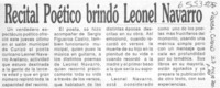 Recital poético brindó Leonel Navarro  [artículo]