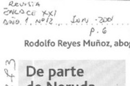 De parte de Neruda  [artículo] Rodolfo Reyes Muñoz