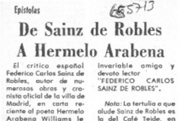 De Sainz de Robles a Hermelo Arabena W.  [artículo]