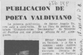 Publicación de poeta valdiviano. Publicación de poeta valdiviano.
