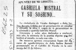 Gabriela Mistral y su sobrino--  [artículo] L. V. C.