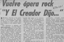 Vuelve ópera rock "Y El Creador dijo--"  [artículo]