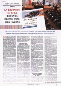 La Educación en Chile según el rector, prof. Luis Riveros.